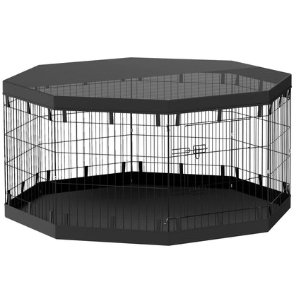 Puppy Playpen, Puppy Pen with Doors, Windows, Play Yard with Breathable Net, for small & medium dogs under 20 kg, Indoor & Outdoor, 159 x 159 x 76 cm, Black