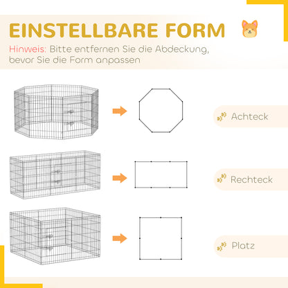 Puppy Playpen, Puppy Pen with Doors, Windows, Play Yard with Breathable Net, for small & medium dogs under 20 kg, Indoor & Outdoor, 159 x 159 x 76 cm, Black