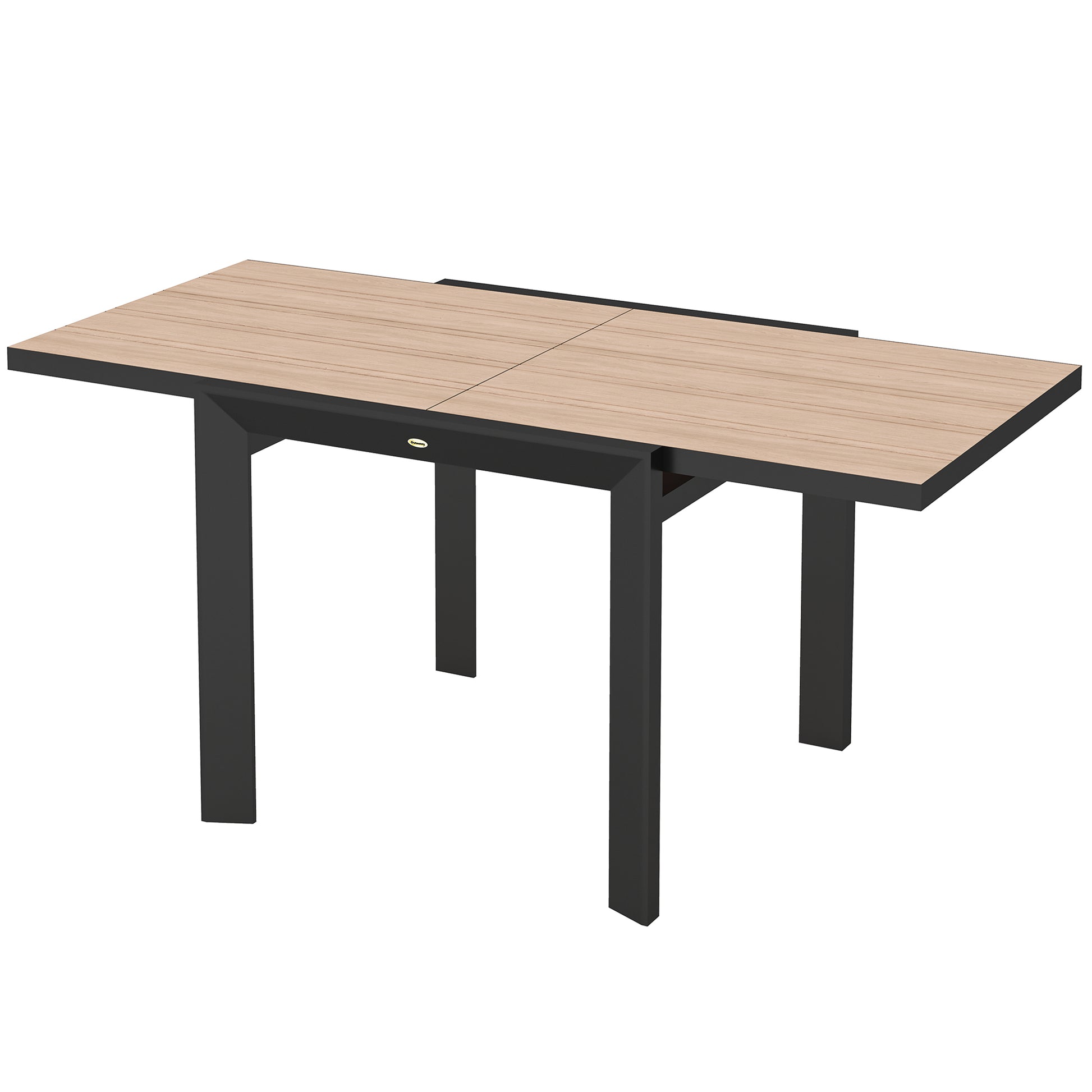 Extendable Aluminum Garden Table 80/160x80 cm Weatherproof Balcony Table Non-slip Buffet Table Camping Table for 6 People Terrace Table Outdoor Dining Table for Garden, Terrace Balcony Natural Wood