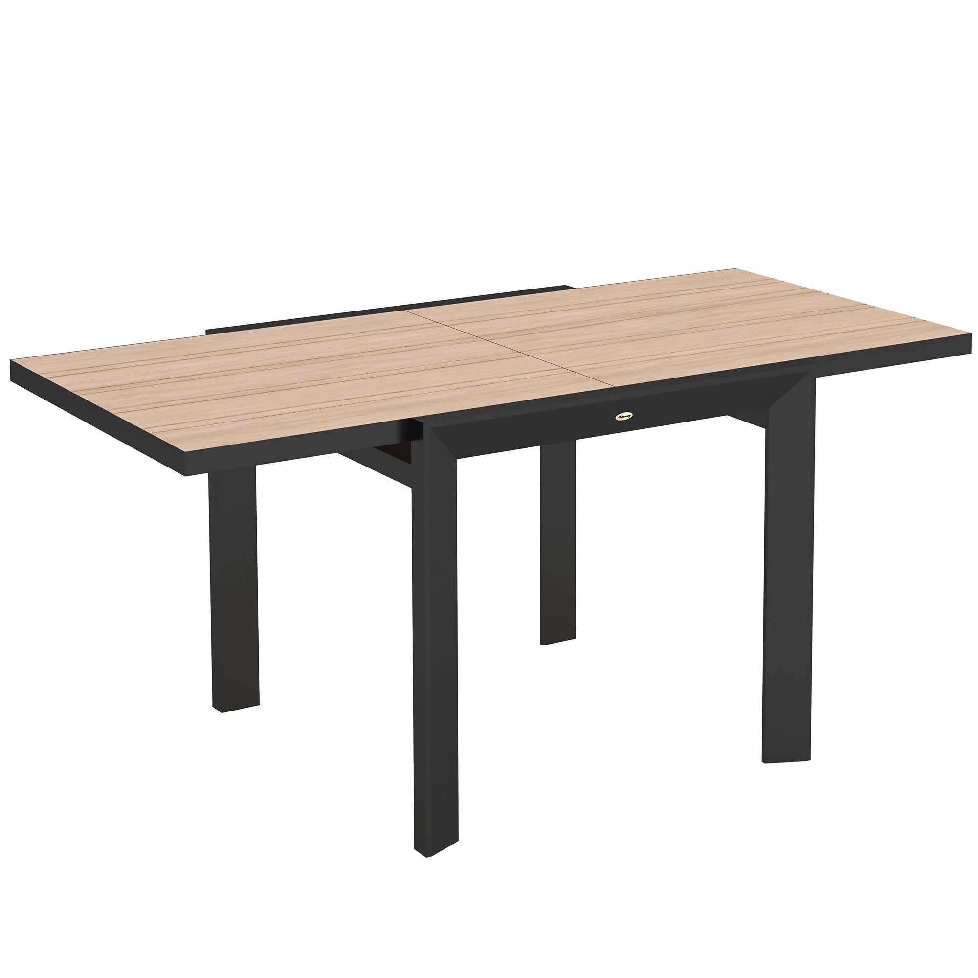 Extendable Aluminum Garden Table 80/160x80 cm Weatherproof Balcony Table Non-slip Buffet Table Camping Table for 6 People Terrace Table Outdoor Dining Table for Garden, Terrace Balcony Natural Wood
