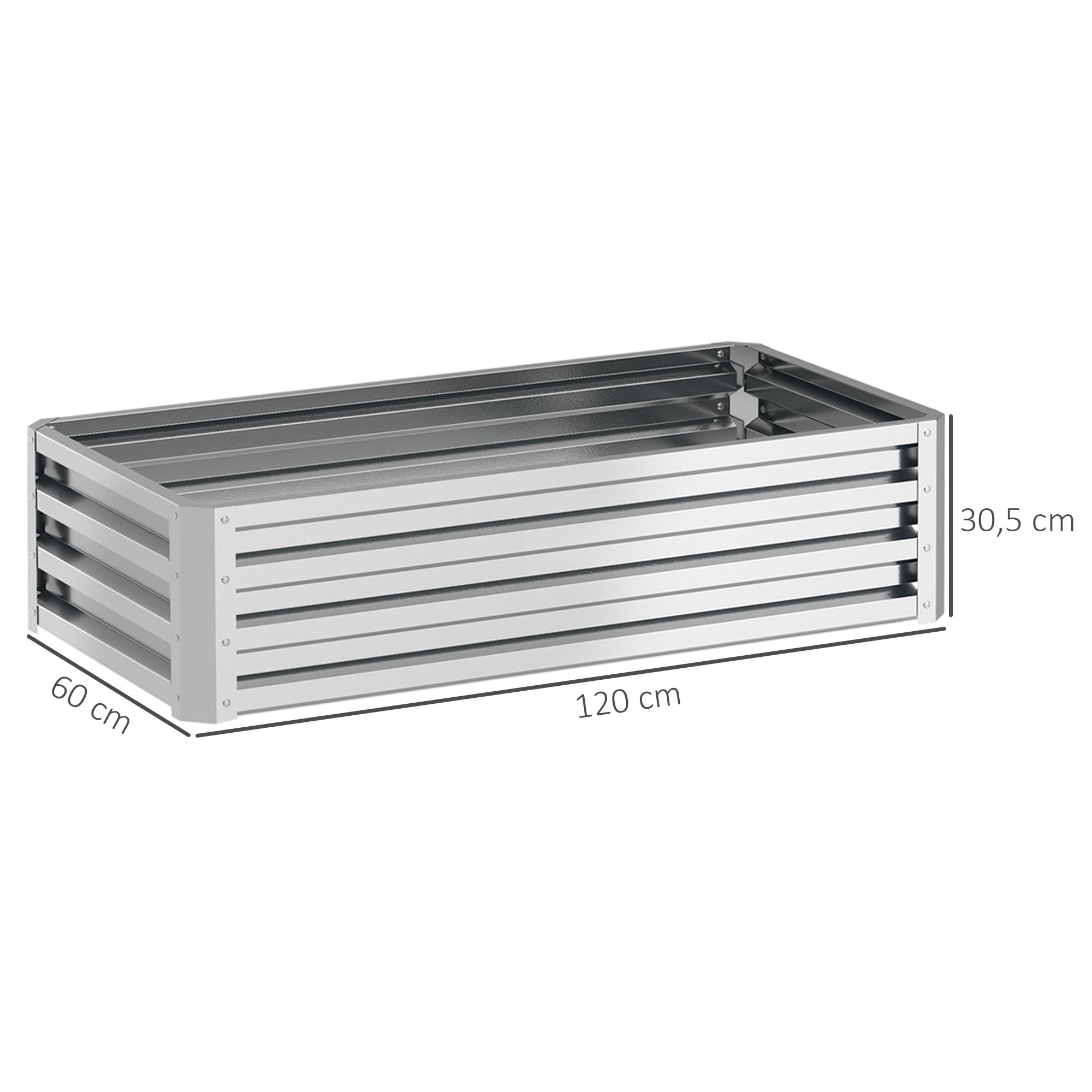 Raised Bed Steel, Plant Bed Cold Frame with Open Bottom Garden Box Planter Vegetable Bed 120x60x30.5 cm for Garden Balcony Terrace, Planter for Flowers, Plants, Fruit, Vegetables