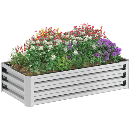 Raised Bed Steel, Plant Bed Cold Frame with Open Bottom Garden Box Planter Vegetable Bed 120x60x30.5 cm for Garden Balcony Terrace, Planter for Flowers, Plants, Fruit, Vegetables