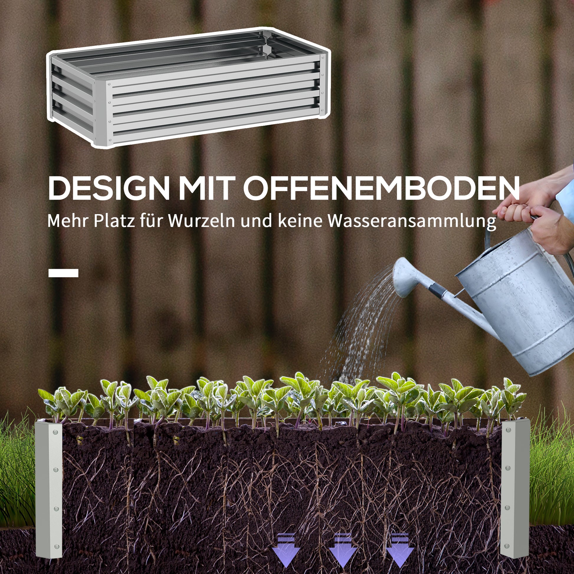 Raised Bed Steel, Plant Bed Cold Frame with Open Bottom Garden Box Planter Vegetable Bed 120x60x30.5 cm for Garden Balcony Terrace, Planter for Flowers, Plants, Fruit, Vegetables