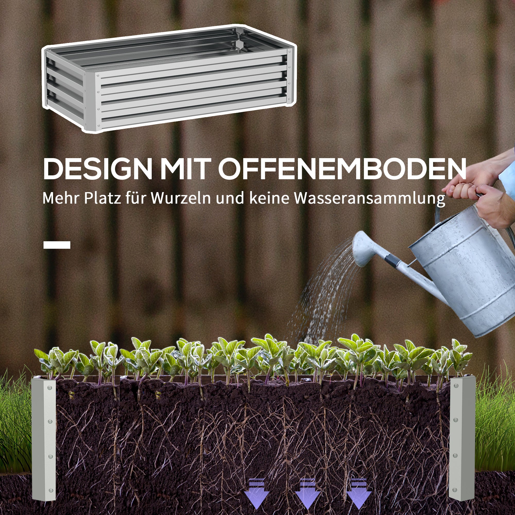 Raised Bed Steel, Plant Bed Cold Frame with Open Bottom Garden Box Planter Vegetable Bed 120x60x30.5 cm for Garden Balcony Terrace, Planter for Flowers, Plants, Fruit, Vegetables