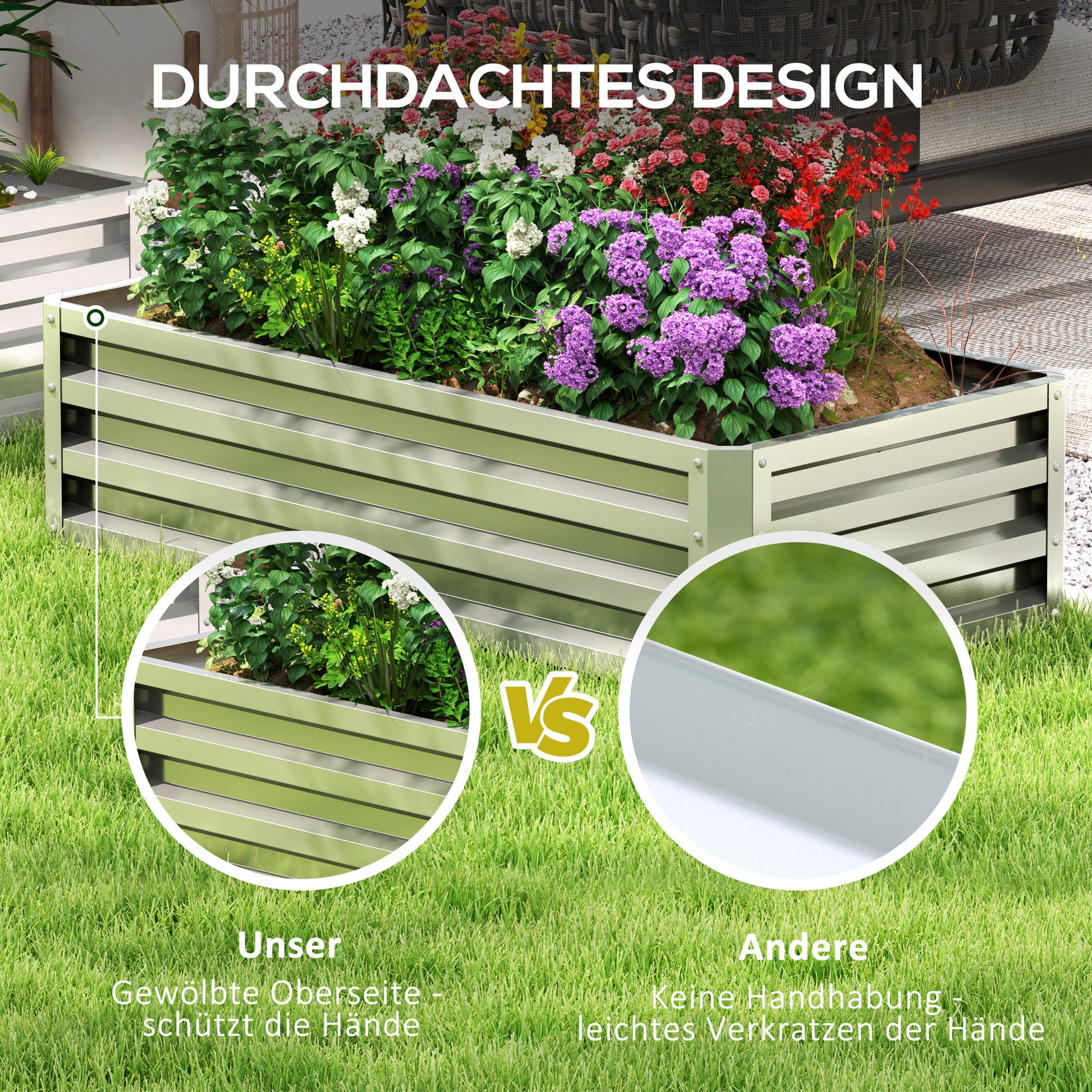 Raised Bed Steel, Plant Bed Cold Frame with Open Bottom Garden Box Planter Vegetable Bed 120x60x30.5 cm for Garden Balcony Terrace, Planter for Flowers, Plants, Fruit, Vegetables