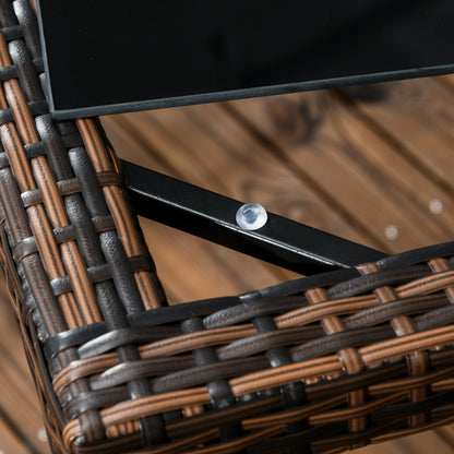 Synthetic Rattan Furniture Set 5 Pieces Garden Furniture Set Center Table with Glass Top and 4 Chairs with Cushions for Terrace Patio Balcony Brown