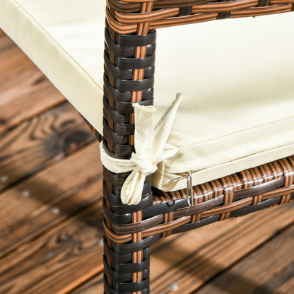 Synthetic Rattan Furniture Set 5 Pieces Garden Furniture Set Center Table with Glass Top and 4 Chairs with Cushions for Terrace Patio Balcony Brown