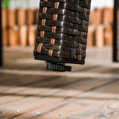 Synthetic Rattan Furniture Set 5 Pieces Garden Furniture Set Center Table with Glass Top and 4 Chairs with Cushions for Terrace Patio Balcony Brown