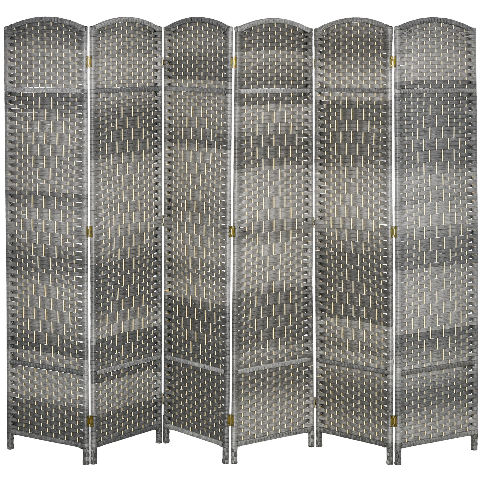 6-Panel Foldable Screen 106.3x70.9 inches Room Divider Privacy Screen Polypropylene for Office Bedroom Gray Mixed