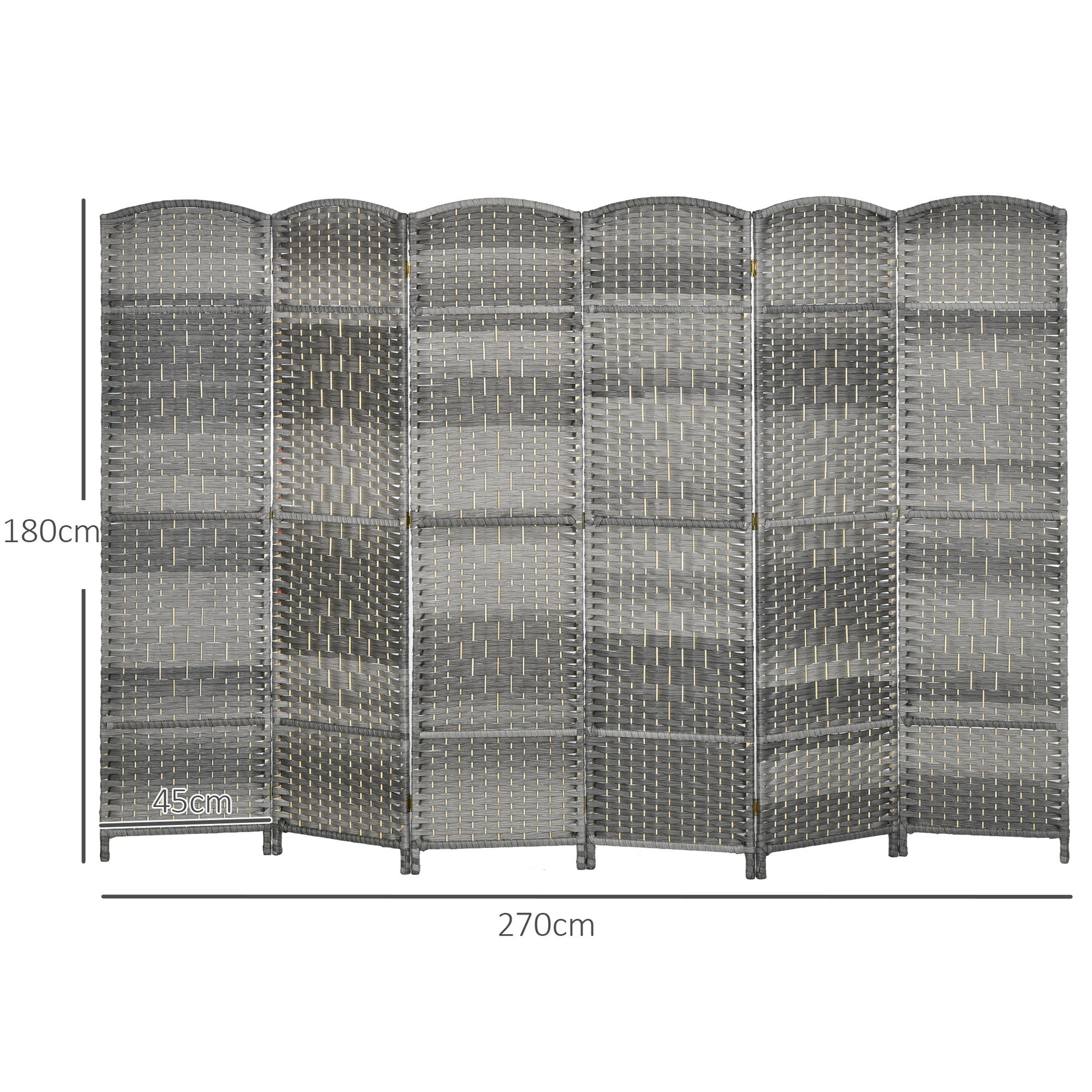 6-Panel Foldable Screen 106.3x70.9 inches Room Divider Privacy Screen Polypropylene for Office Bedroom Gray Mixed