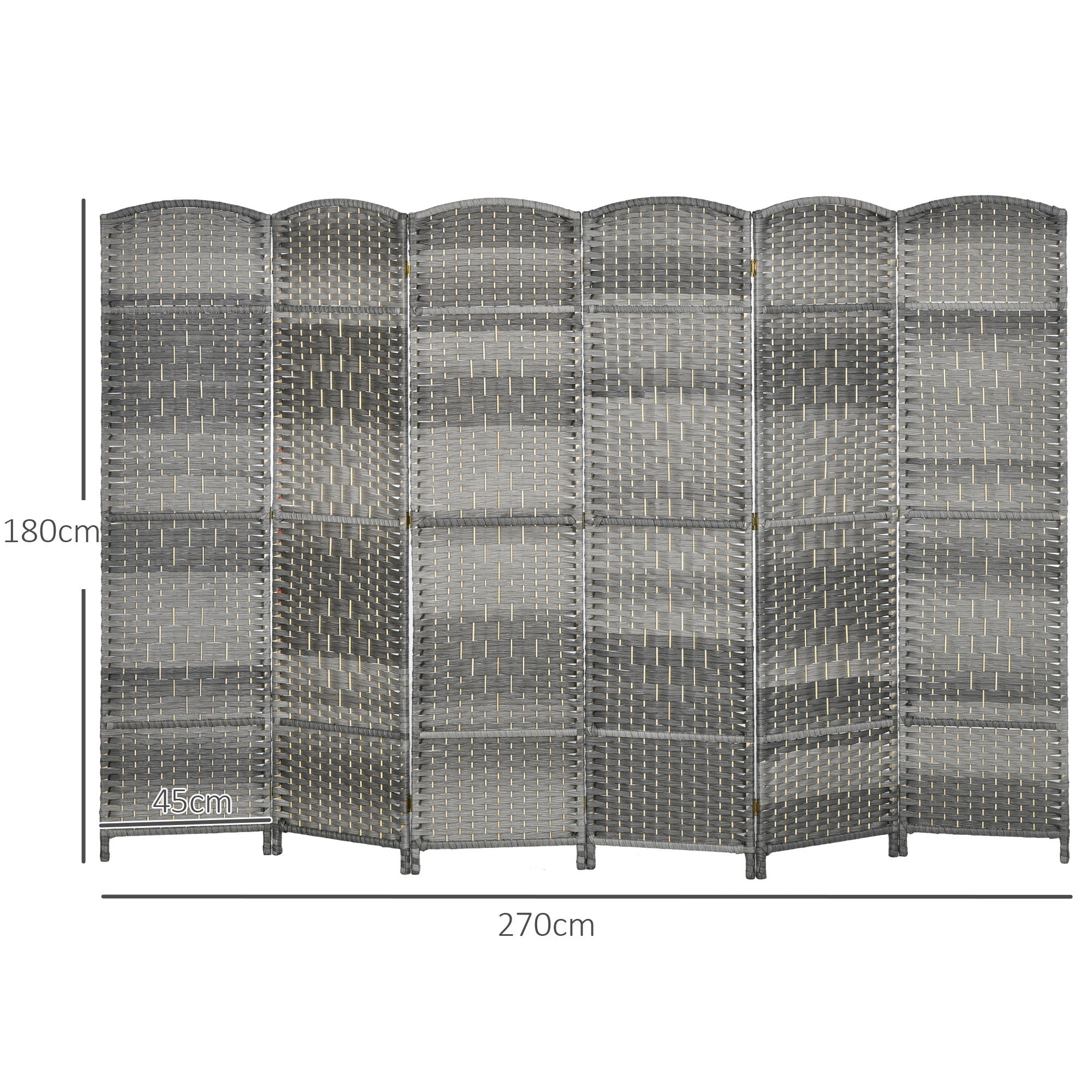 6-Panel Foldable Screen 106.3x70.9 inches Room Divider Privacy Screen Polypropylene for Office Bedroom Gray Mixed