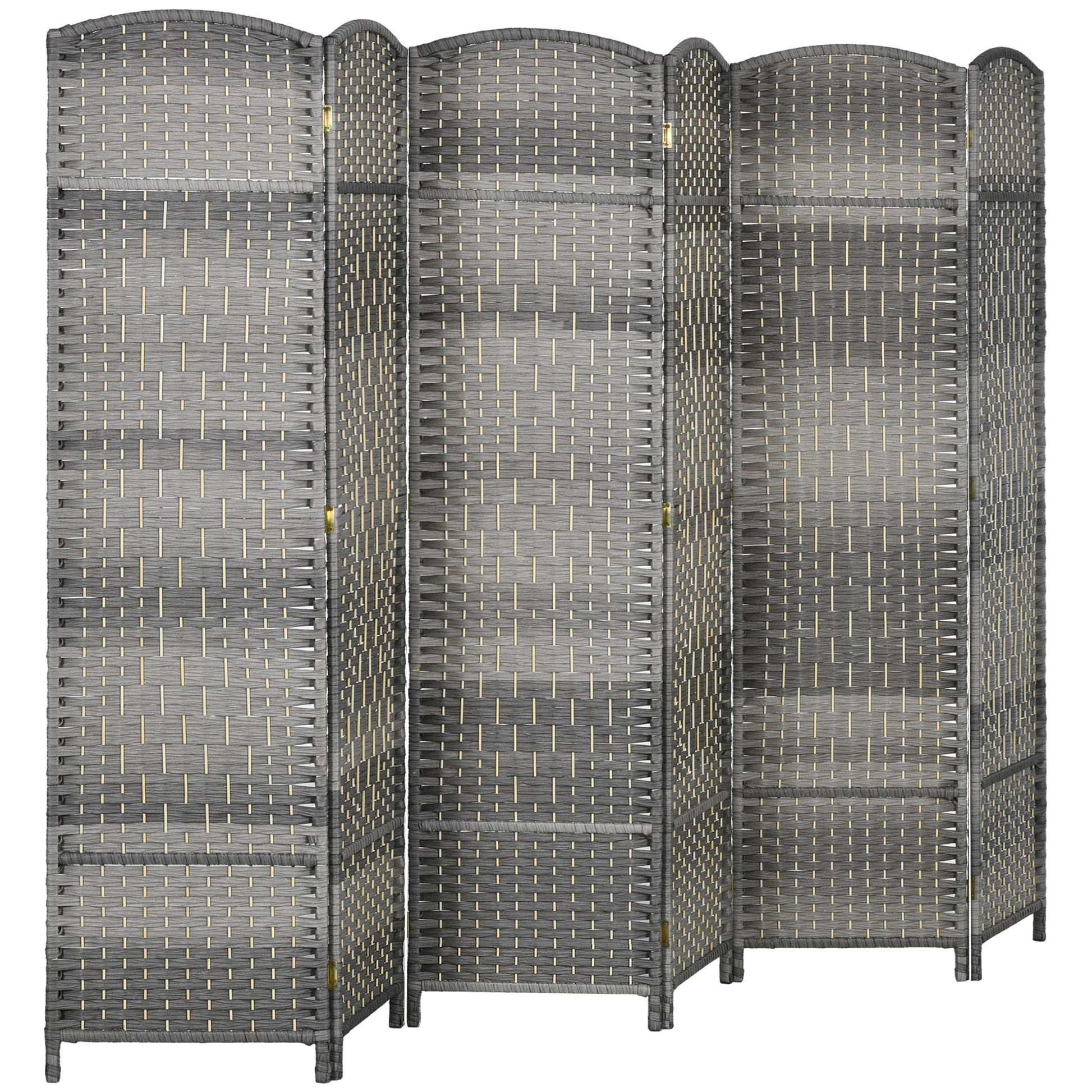 6-Panel Foldable Screen 106.3x70.9 inches Room Divider Privacy Screen Polypropylene for Office Bedroom Gray Mixed