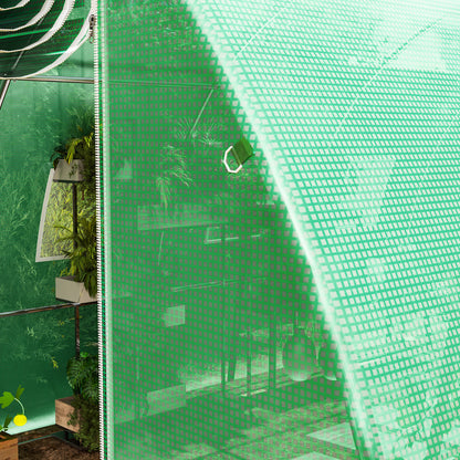 Replacement Film for Garden Tunnel Greenhouse 12 m², Film 4 x 3 x 2 m PE Anti-UV Waterproof 8 Windows + Roll-up Zippered Door Green