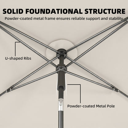 Rectangular Balcony Parasol 183 x 122 cm (72 x 48 in) – Water‑Repellent, 3‑Position Tilt, Crank, 8 Ribs, Beige