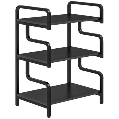 3-Tier Printer Stand, Storage Shelf, Printer Stand in Wood and Metal 55x40x77cm for Home Office Black