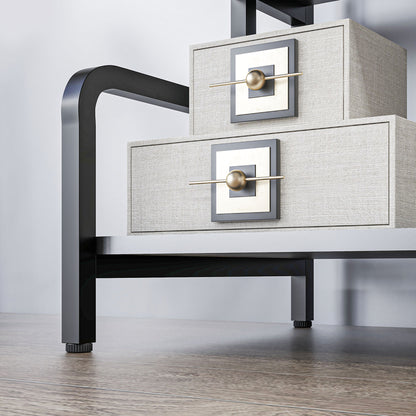 3-Tier Printer Stand, Storage Shelf, Printer Stand in Wood and Metal 55x40x77cm for Home Office Black