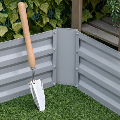 Raised Bed Set, 2-Piece Gardening Bed, Planting Box, Flower Box, Planting Pot, Flower Pot for Garden, Terrace, Galvanized Steel, Gray, 100 x 100 x 30 cm