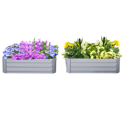 Raised Bed Set, 2-Piece Gardening Bed, Planting Box, Flower Box, Planting Pot, Flower Pot for Garden, Terrace, Galvanized Steel, Gray, 100 x 100 x 30 cm