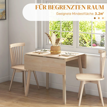 Folding Dining Table Kitchen Table for 2-4 People Dining Table Folding Table in Country Style for Small Spaces, Kitchen, Dining Room 110 x 86 x 75 cm Natural