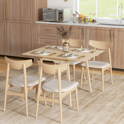 Folding Dining Table Kitchen Table for 2-4 People Dining Table Folding Table in Country Style for Small Spaces, Kitchen, Dining Room 110 x 86 x 75 cm Natural