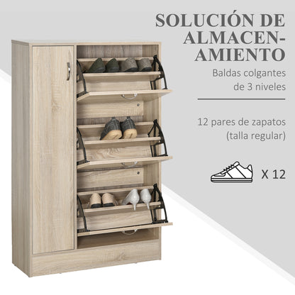 2-in-1 Shoe Cabinet for Shoes Storage Umbrellas Tall Cabinet Adjustable Shelf for 12 pairs 79x26x120 cm Wood