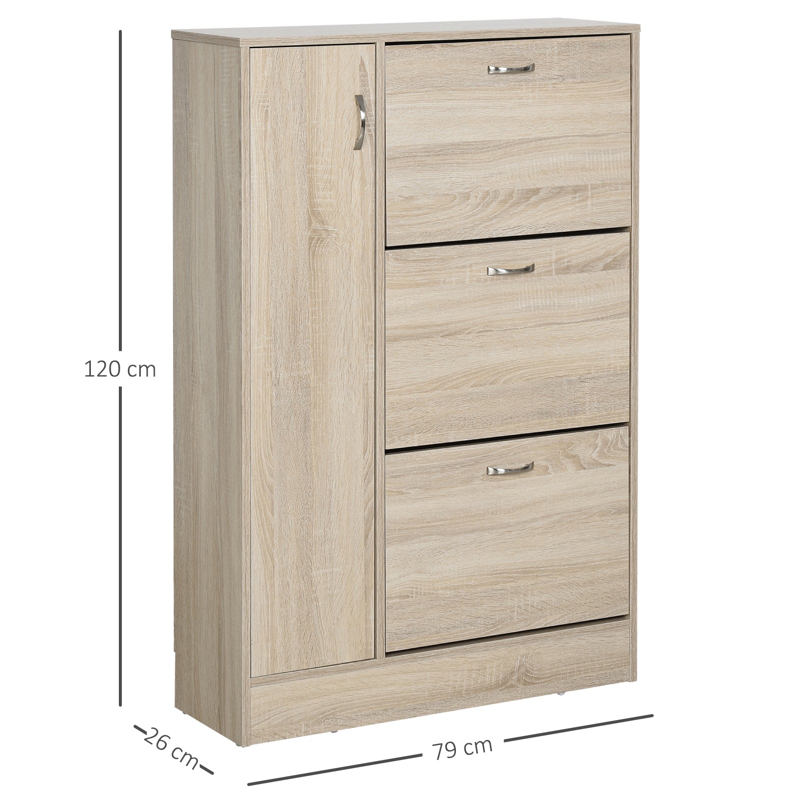 2-in-1 Shoe Cabinet for Shoes Storage Umbrellas Tall Cabinet Adjustable Shelf for 12 pairs 79x26x120 cm Wood