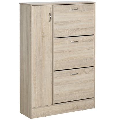 2-in-1 Shoe Cabinet for Shoes Storage Umbrellas Tall Cabinet Adjustable Shelf for 12 pairs 79x26x120 cm Wood