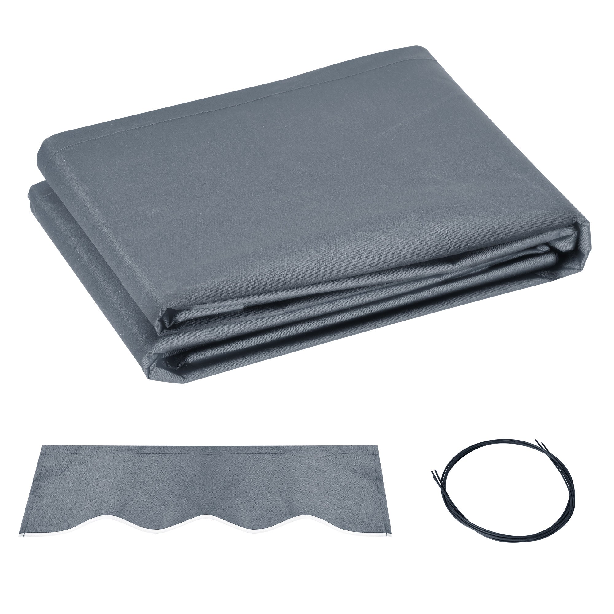 Awning Fabric with Volant Water-Repellent Replacement Fabric for 3 x 2.5 m Awnings Awning Cloth Awning Fabric Sun Protection for Garden Balcony Courtyard Gray