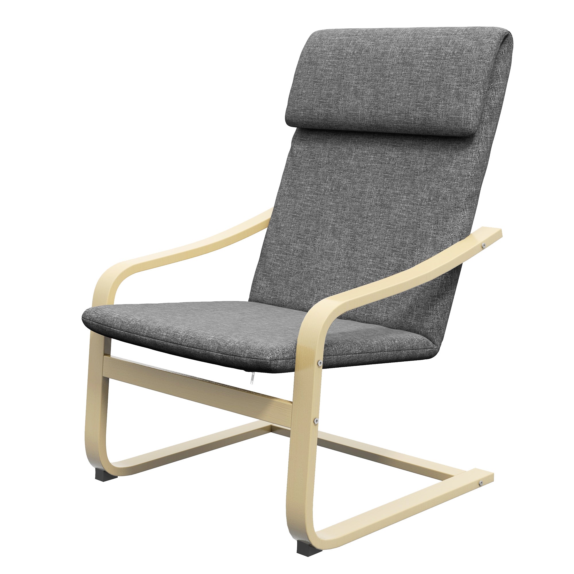 Rocking Chair Relax Armchair with Headrest, Chair with Wooden Frame Rocking Chair, Dining Chair with Linen Look for Living Room, Dark Gray 66.5 x 80 x 99cm