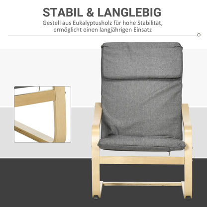 Rocking Chair Relax Armchair with Headrest, Chair with Wooden Frame Rocking Chair, Dining Chair with Linen Look for Living Room, Dark Gray 66.5 x 80 x 99cm