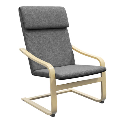 Rocking Chair Relax Armchair with Headrest, Chair with Wooden Frame Rocking Chair, Dining Chair with Linen Look for Living Room, Dark Gray 66.5 x 80 x 99cm