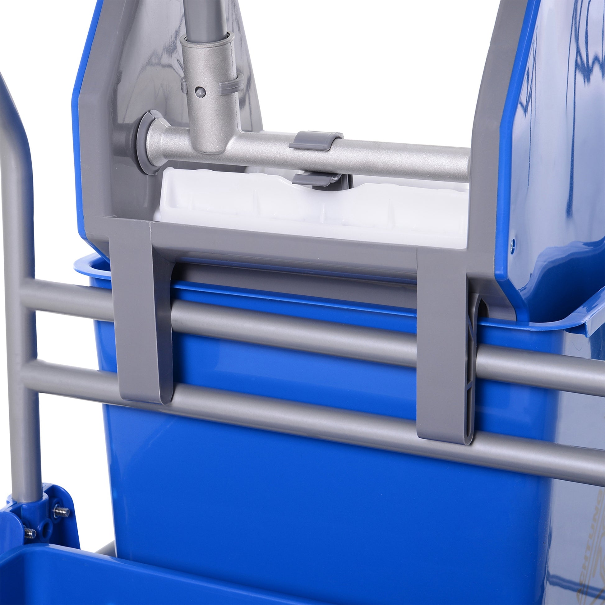 Cleaning Trolley with Mop Wringer, Bucket 25 Liters Mop Bucket with Wringer, Hook for Mop, Household Trolley with 4 Wheels Blue