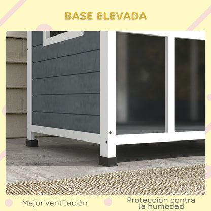 Dog House Small Wooden Dog House with Flip-Top Asphalt Roof Acrylic Front Door with Curtain and Removable Bottom 101x66.5x70.5 cm Dark Gray