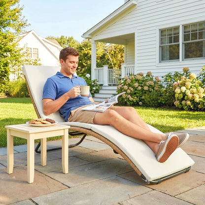 S-Shaped Poly Rattan Chaise Lounge with Cushion — Breathable Seat, Powder-Coated Steel Frame, UV-Resistant, Cream