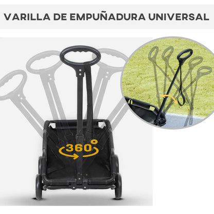 Foldable Dog Stroller Pet Stroller Miniature Dog Cart with Adjustable Push Handle Open Design Cushion Storage Bag and Wheels 53x45x28 cm Black