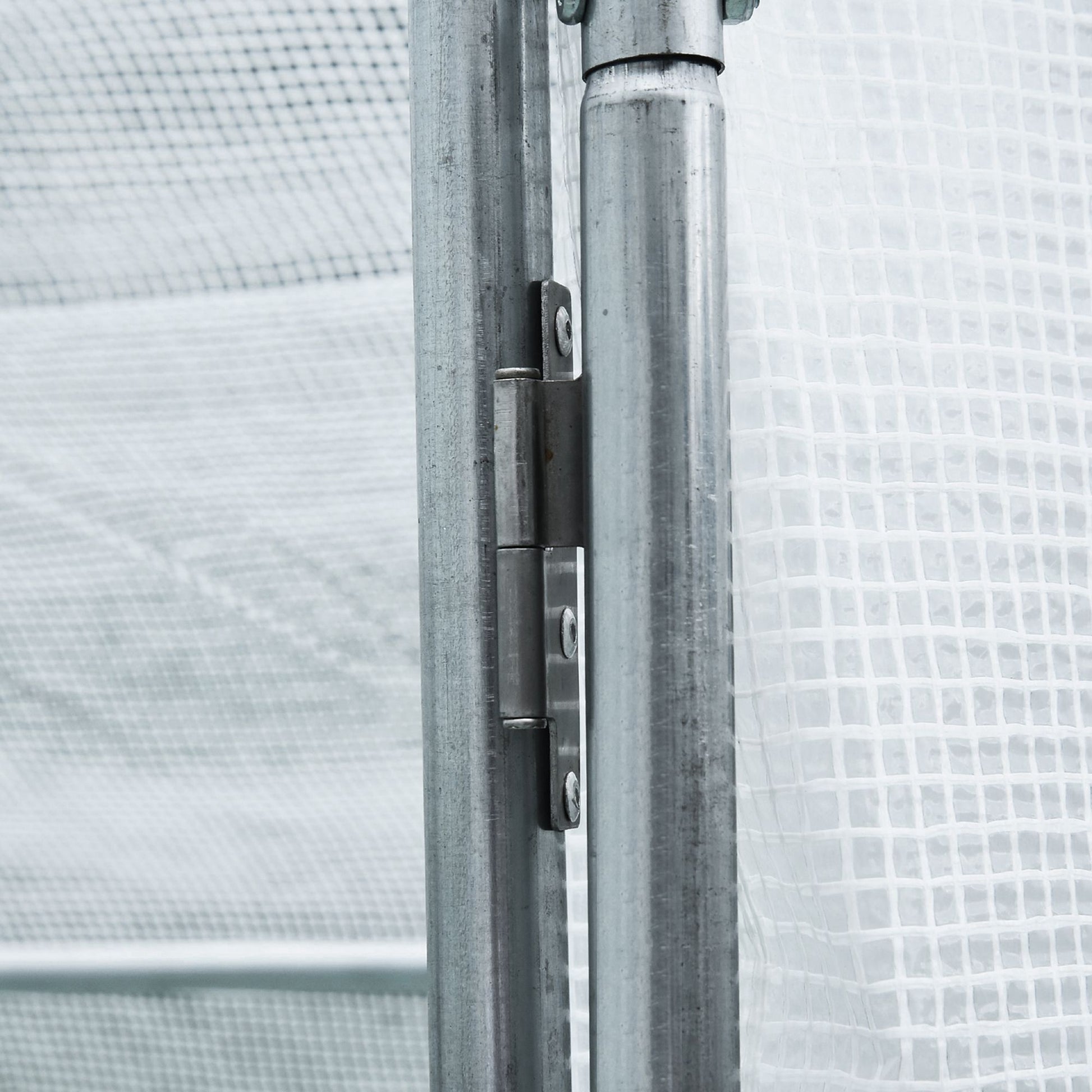 Garden Tunnel Greenhouse Ground Surface 12 sqm 4L x 3W x 2H m Reinforced Tubular Frame 25 mm Double Door with Handles White