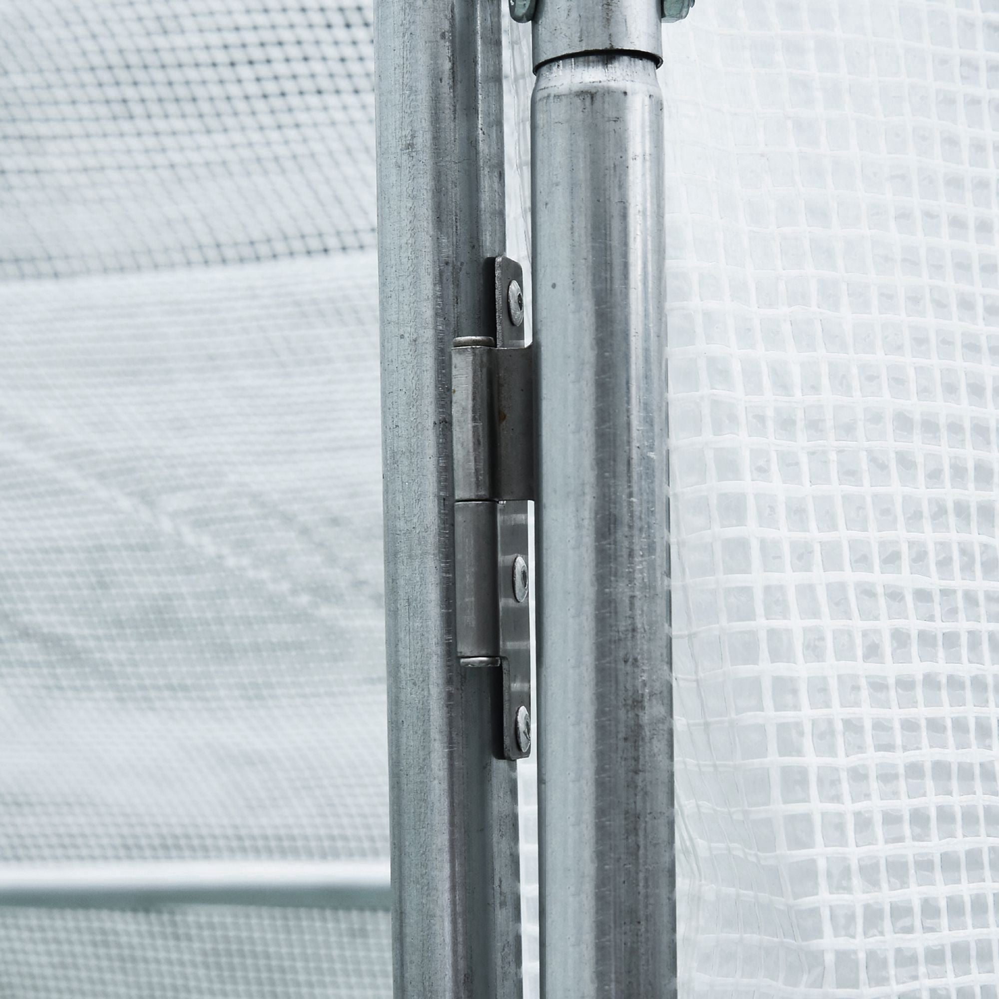 Garden Tunnel Greenhouse Ground Surface 12 sqm 4L x 3W x 2H m Reinforced Tubular Frame 25 mm Double Door with Handles White