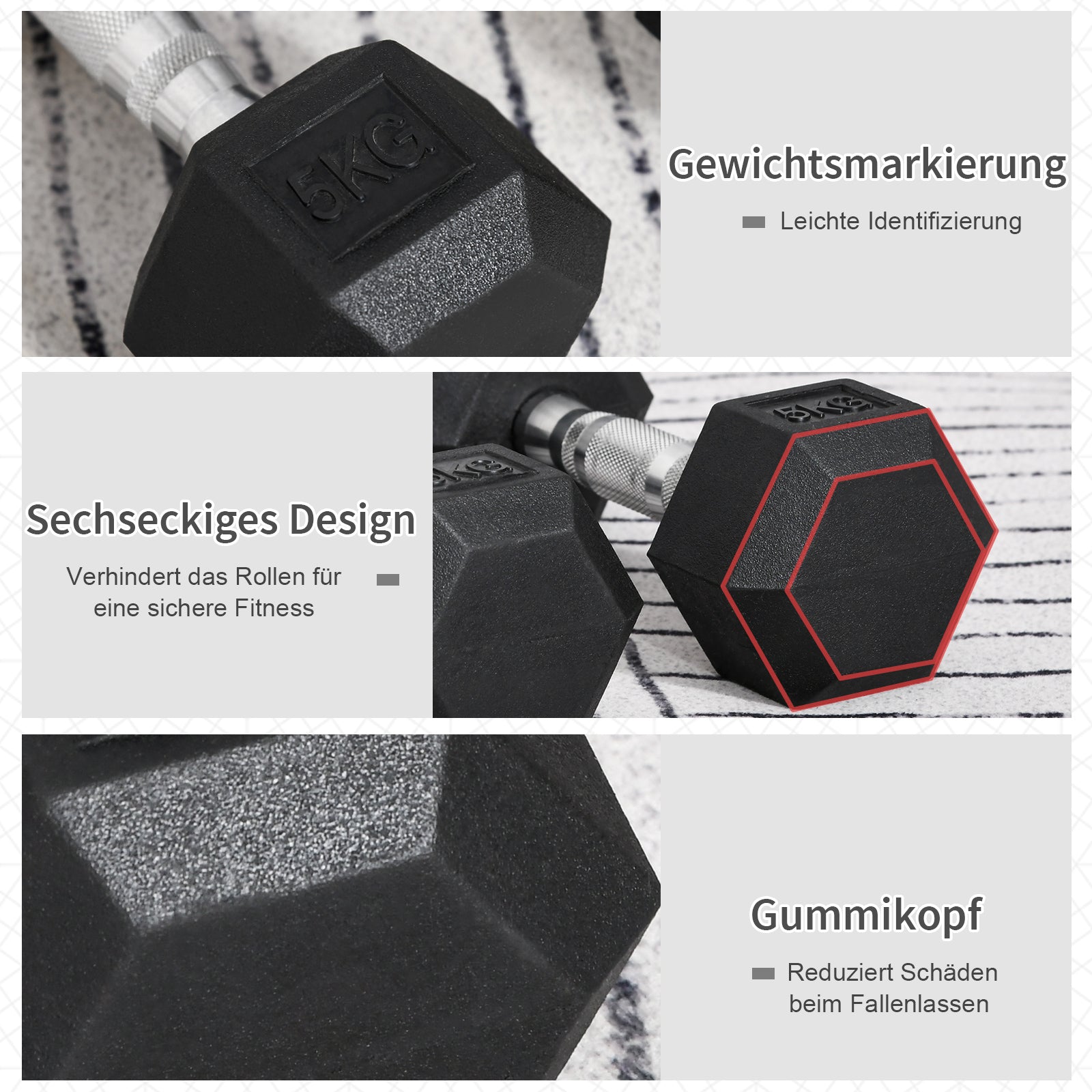 Dumbbell Set, 2 Dumbbells with Knurled Handle, Cast Iron Dumbbell Set, 2 x 5 kg, Dumbbells for Men and Women, Dumbbell Set for Home, Gym, Strength Training