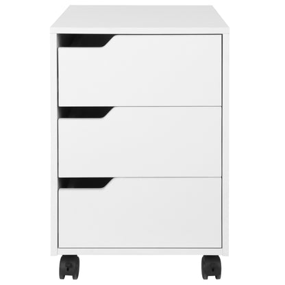 Office Drawer Unit with Wheels Filing Cabinet with 3 Drawers Desk Drawer Unit 15.7x19.7x22.6 inches White
