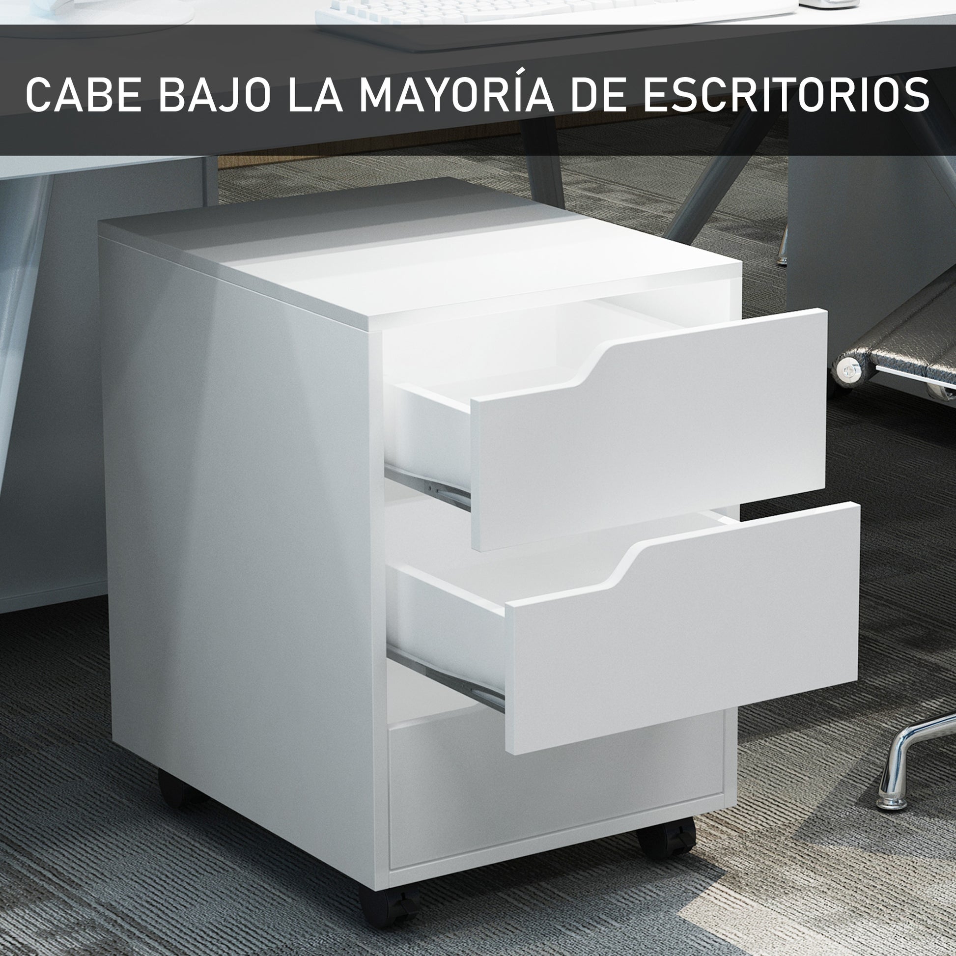 Office Drawer Unit with Wheels Filing Cabinet with 3 Drawers Desk Drawer Unit 15.7x19.7x22.6 inches White
