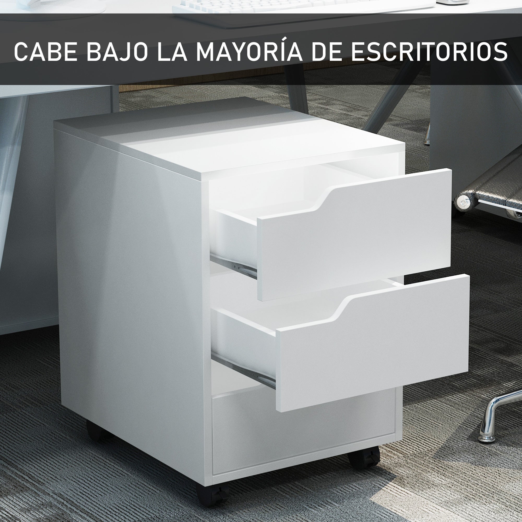 Office Drawer Unit with Wheels Filing Cabinet with 3 Drawers Desk Drawer Unit 15.7x19.7x22.6 inches White