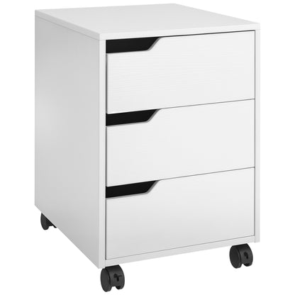Office Drawer Unit with Wheels Filing Cabinet with 3 Drawers Desk Drawer Unit 15.7x19.7x22.6 inches White