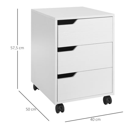 Office Drawer Unit with Wheels Filing Cabinet with 3 Drawers Desk Drawer Unit 15.7x19.7x22.6 inches White