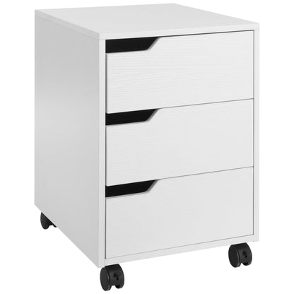 Office Drawer Unit with Wheels Filing Cabinet with 3 Drawers Desk Drawer Unit 15.7x19.7x22.6 inches White