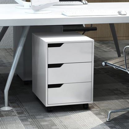 Office Drawer Unit with Wheels Filing Cabinet with 3 Drawers Desk Drawer Unit 15.7x19.7x22.6 inches White