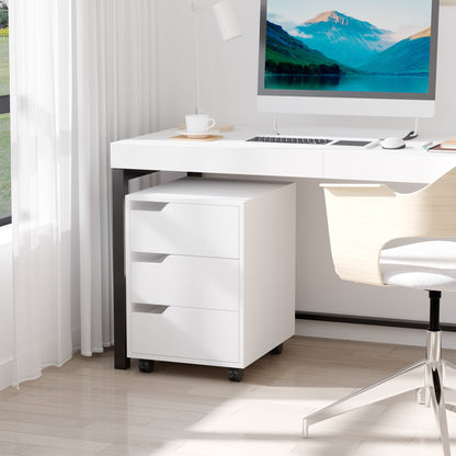 Office Drawer Unit with Wheels Filing Cabinet with 3 Drawers Desk Drawer Unit 15.7x19.7x22.6 inches White