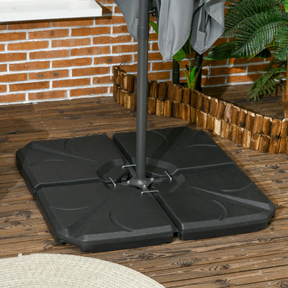 Umbrella Stand 4-piece Umbrella Weight, Umbrella Stand for Cantilever Umbrella, Ground Cross fillable with Sand/Water up to 18/14 kg Cantilever Umbrella Stand Weights Umbrella Base HDPE Black