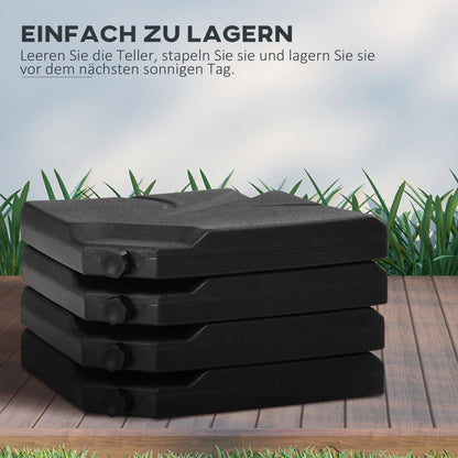 Umbrella Stand 4-piece Umbrella Weight, Umbrella Stand for Cantilever Umbrella, Ground Cross fillable with Sand/Water up to 18/14 kg Cantilever Umbrella Stand Weights Umbrella Base HDPE Black