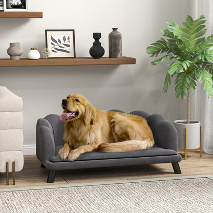 Dog Sofa Dog Couch, Washable Cover, Pet Sofa with Backrest and Wooden Legs, Cat Sofa, for medium-sized dogs under 25 kg, Dark Grey