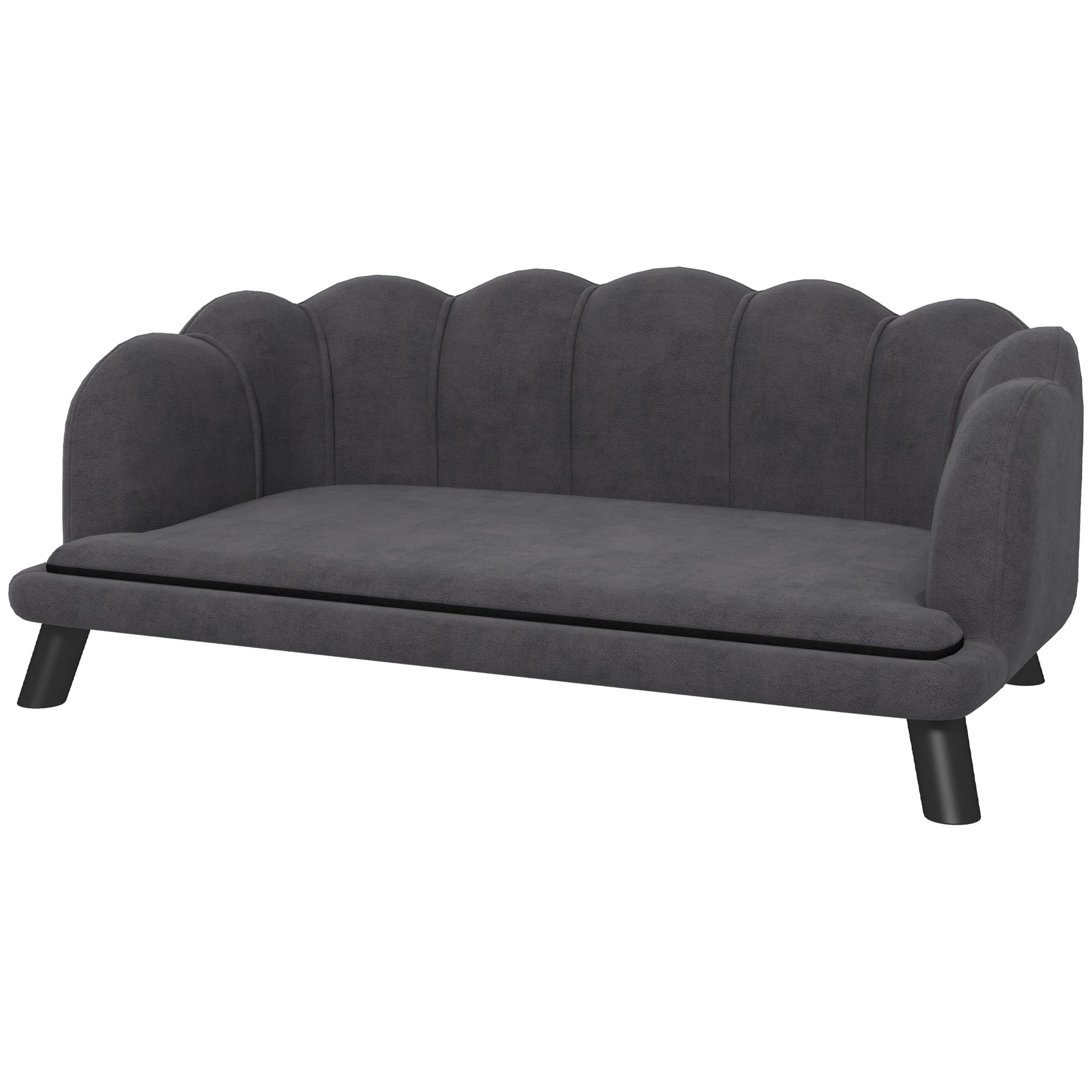 Dog Sofa Dog Couch, Washable Cover, Pet Sofa with Backrest and Wooden Legs, Cat Sofa, for medium-sized dogs under 25 kg, Dark Grey